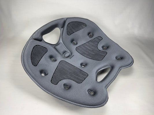 Gray textured seating cushion on a white background